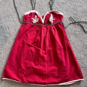 2000s vintage Voom by Joy Han red sparrow dress. Sz. S
